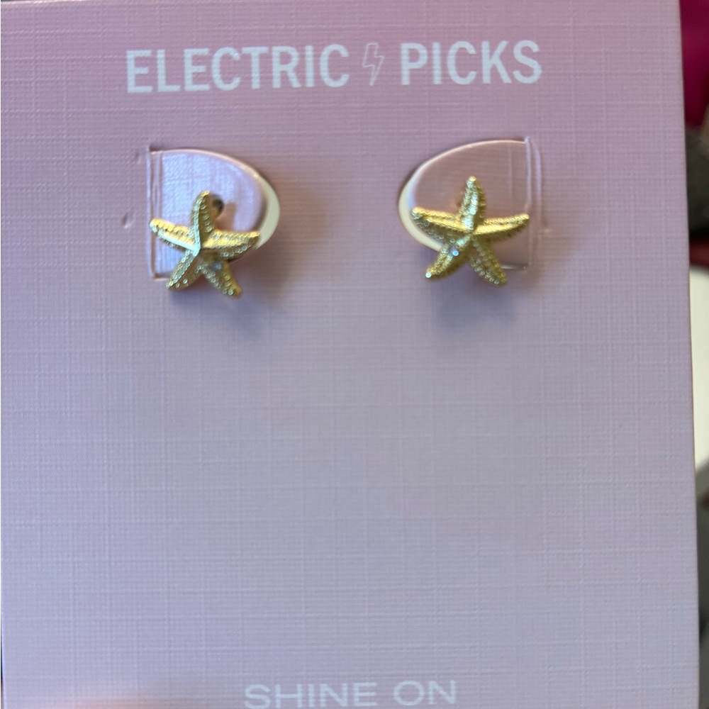Electric Picks Gold Starfish Earrings